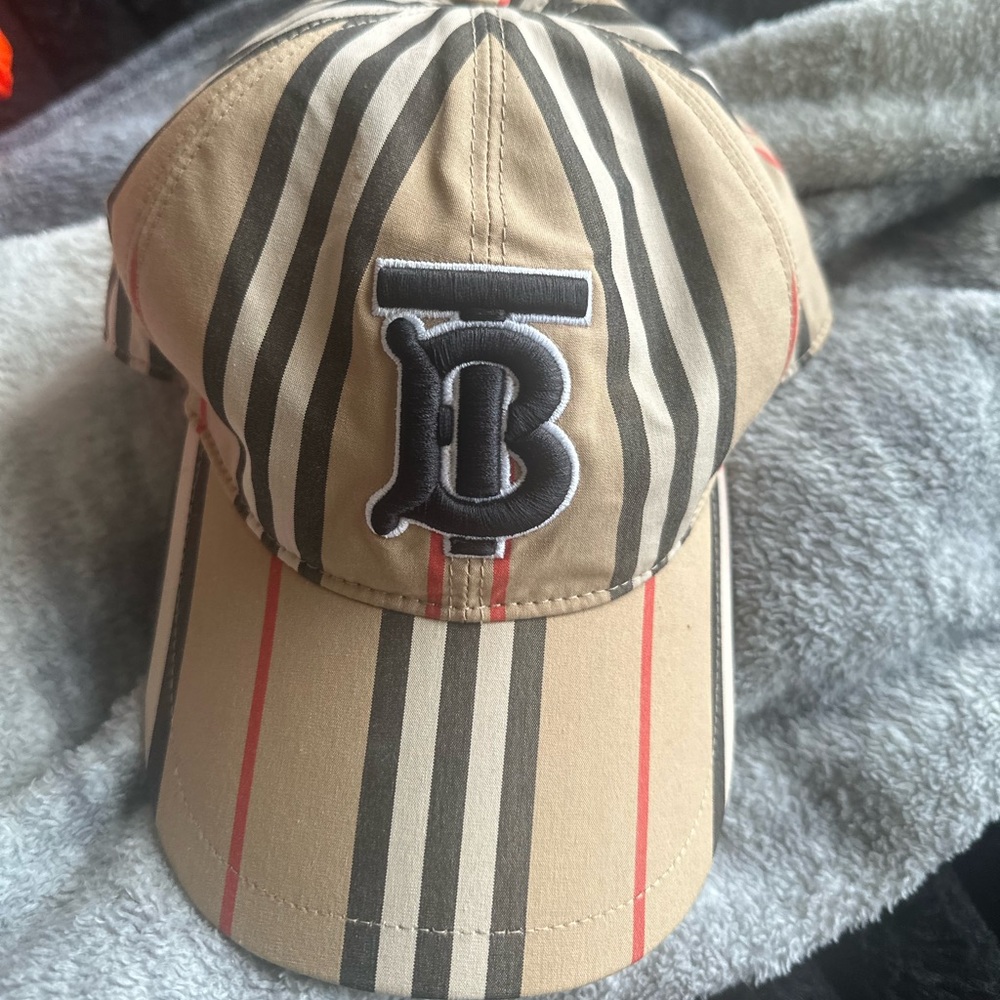 TB Burberry Black Cap with Red Accents